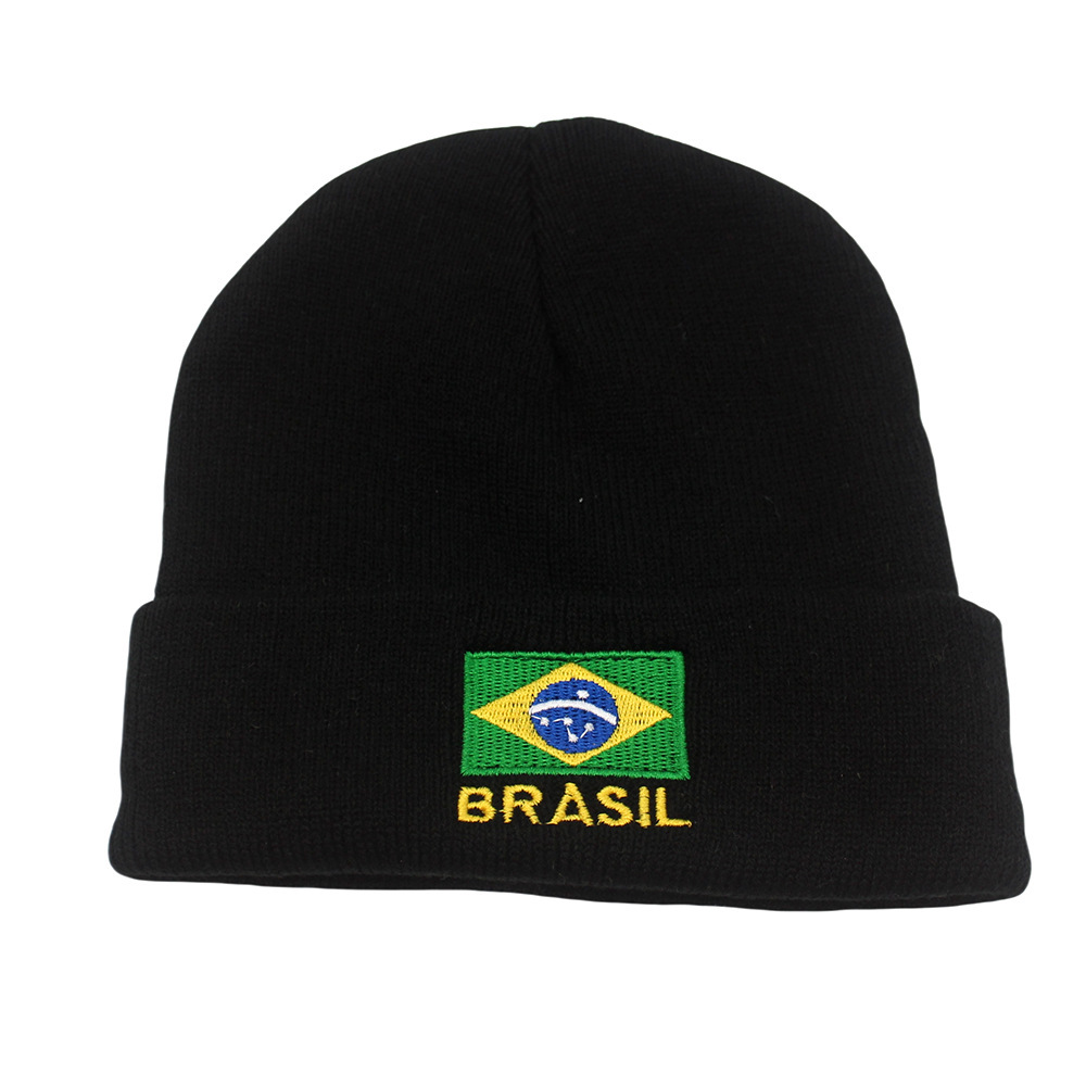 Beanie Cuffed Knit - Berretto unisex con bandiera del Brasile,